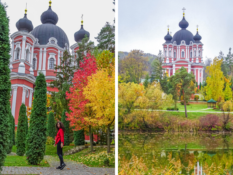 Jessica-bij-Curchi-klooster-Moldavie-herfstkleuren
