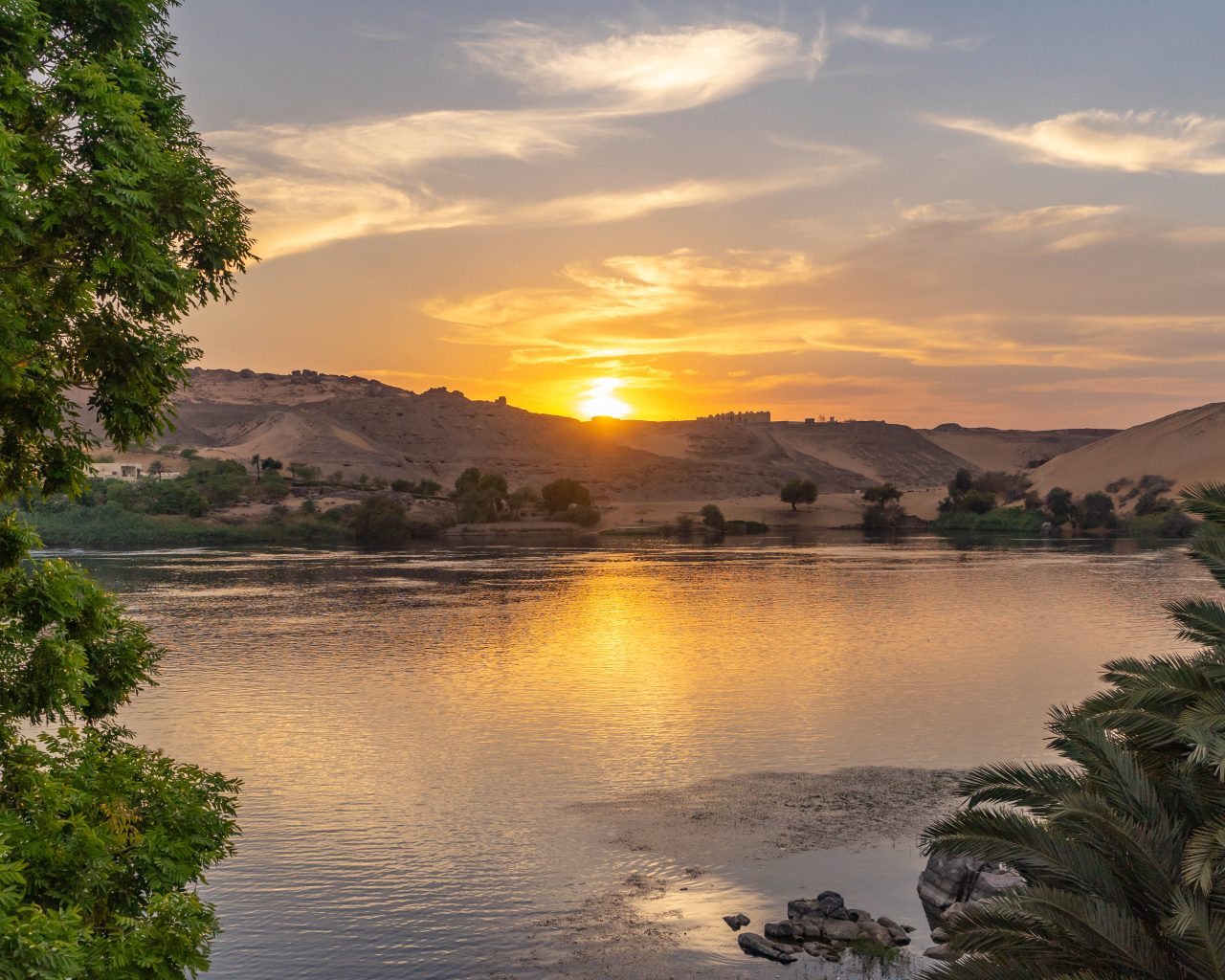 Zonsondergang-Aswan-Egypte