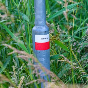 Pieterpad-markering-sticker-op-paal