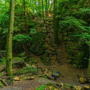 Tassen-op-de-grond-bij-Wolfsschlucht-Mullerthal-Trail
