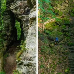 Wandelen-door-rotsen-en-via-lange-trappen-Mullerthal-Trail