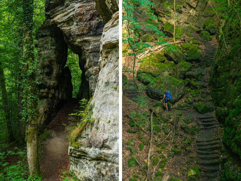 Wandelen-door-rotsen-en-via-lange-trappen-Mullerthal-Trail