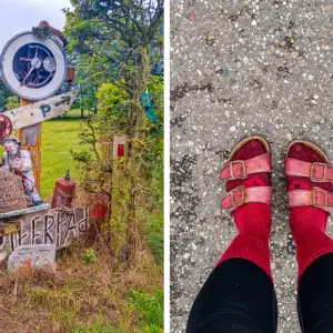 Pieterpad-kunst-en-sokken-met-slippers