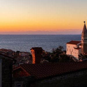 Zonsondergang-Piran-Slovenie