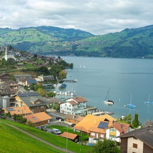 Uitzicht-over-Spiez-vanaf-trein