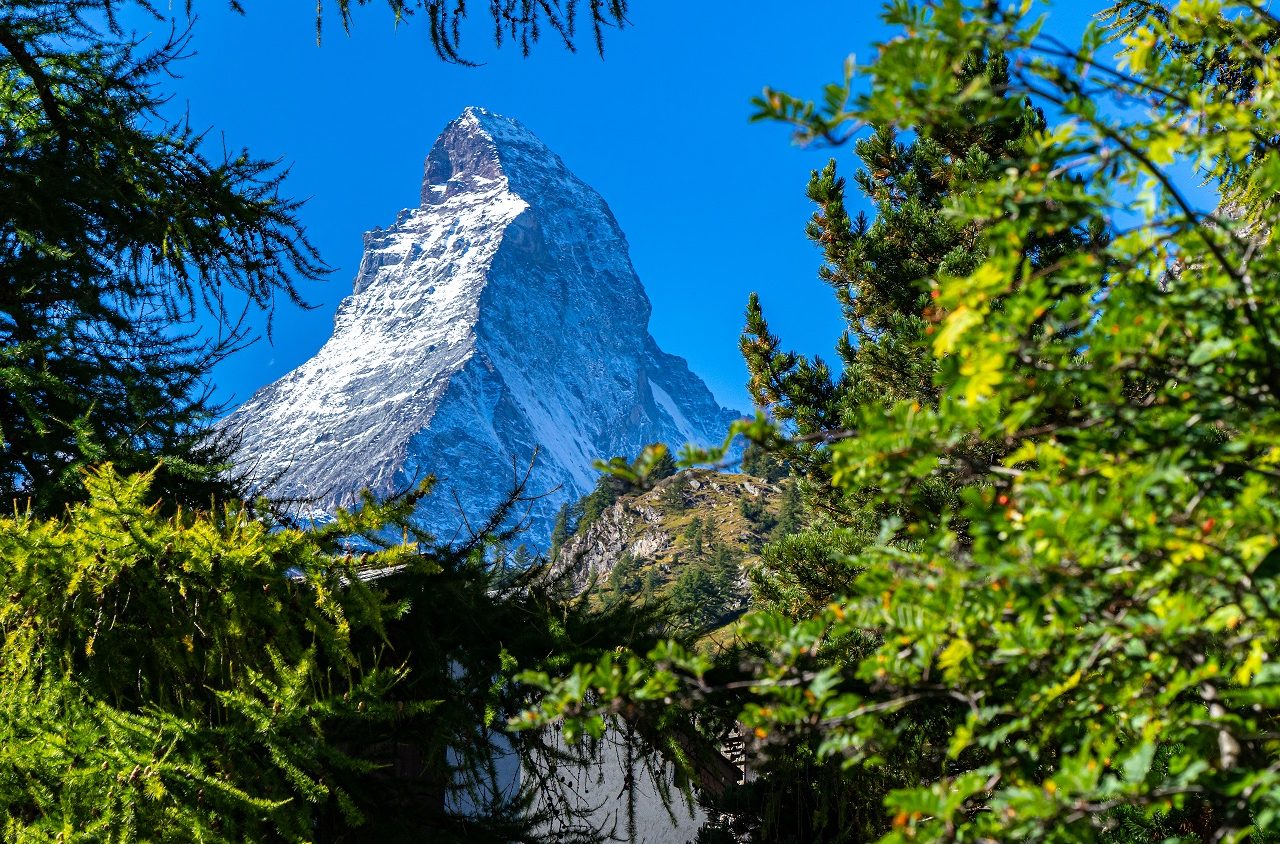 Matterhorn-gezien-vanaf-Zermatt-Zwitserland