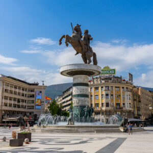 Macedonia Square in Skopje in Noord-Macedonië