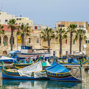 Kleurrijke bootjes in Malta